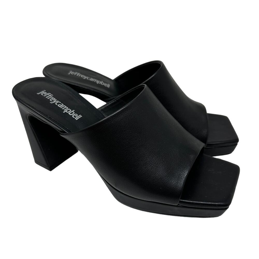 Jeffrey Campbell Caviar Platform Heel Slide Sandals Womens 7.5 Black Leather